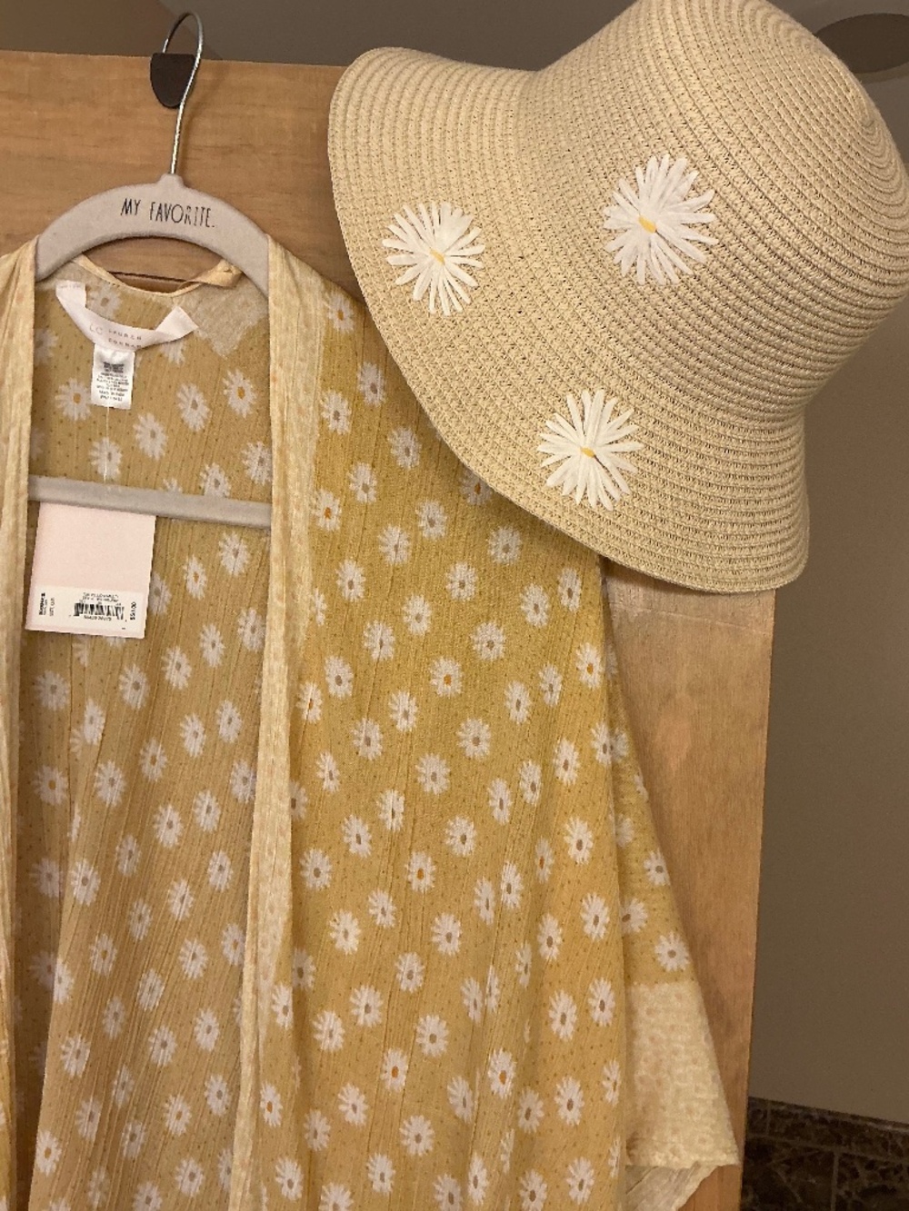 NWT Lauren Conrad Yellow Daisy Kimono with Packable Sun Hat